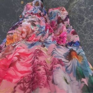 Francesca's Collections Floral Maxi Dress - Pink and Blue